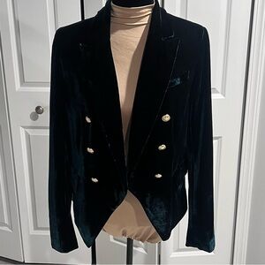 Rachel Zoe Velour Blazer in Rich Green